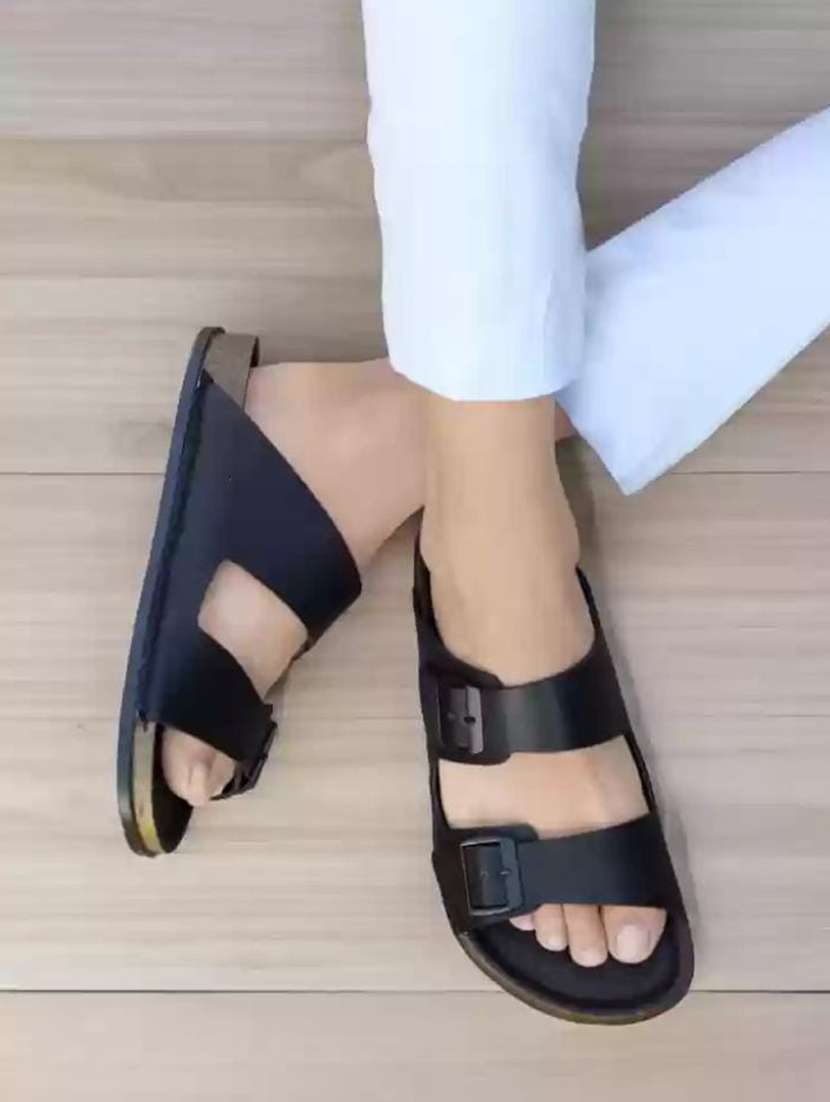 men black slip on sandal - 22449091 -  Standard Image - 1