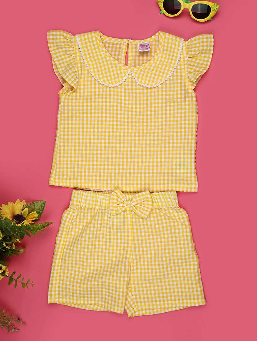 Girls Checkered Peter Pan Collar Top & Shorts Set - 22449254 -  Standard Image - 1