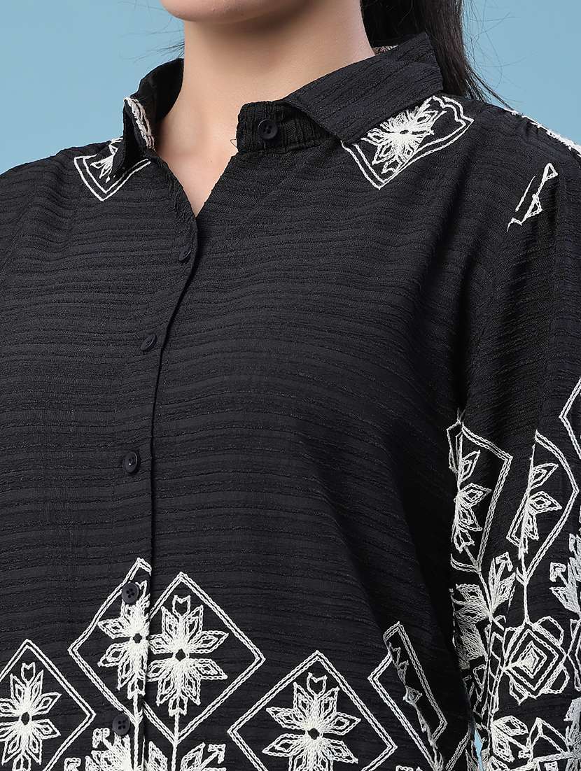 women embroidered collared regular shirt - 22449267 -  Standard Image - 1