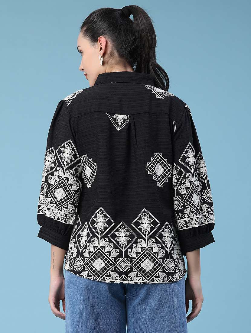 women embroidered collared regular shirt - 22449267 -  Standard Image - 4