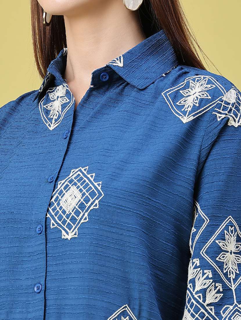 women embroidered collared regular shirt - 22449269 -  Standard Image - 1