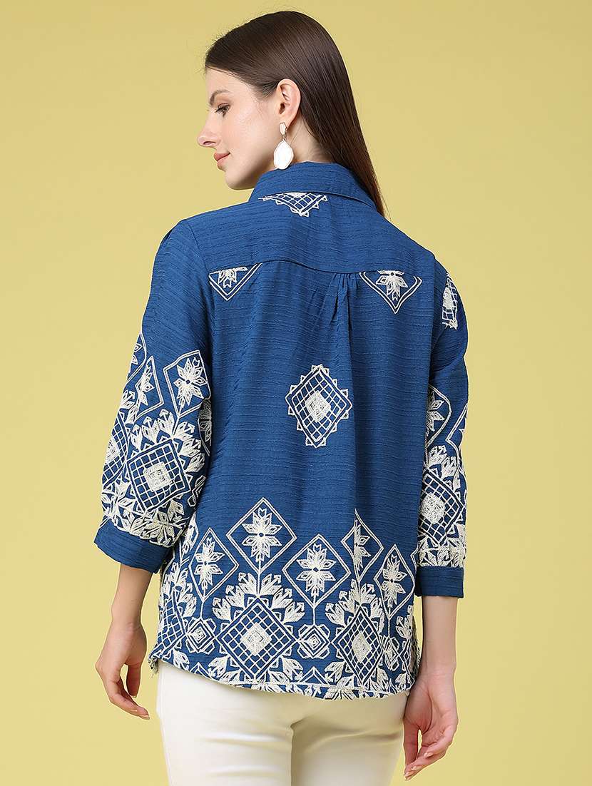 women embroidered collared regular shirt - 22449269 -  Standard Image - 4