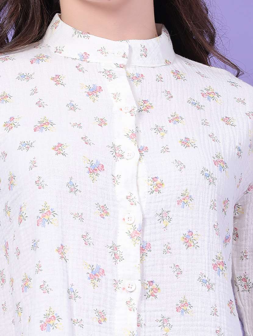 Women Printed Three Quarter Sleeves Shirt Style Top - 22449275 -  Standard Image - 1