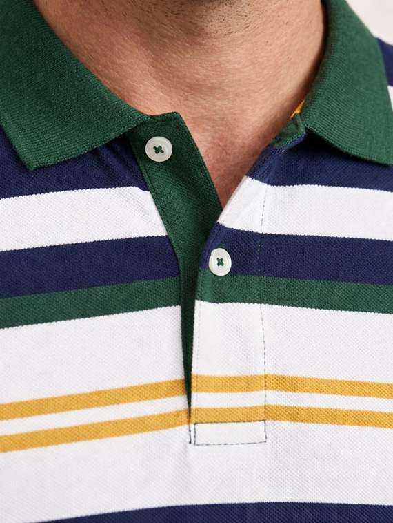 Men Striped Short Sleeve Regular Fit Polo T-shirt - 22449832 -  Standard Image - 1