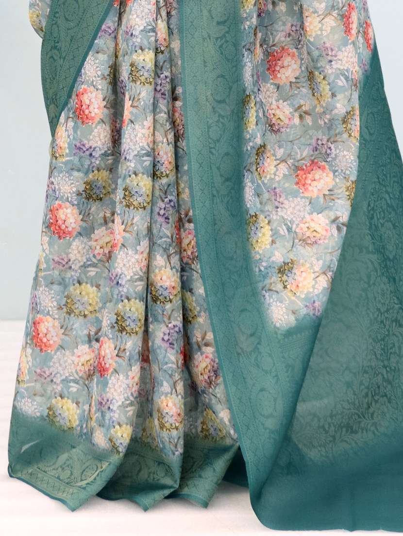 women floral printed bordered saree with blouse - 22449848 -  Standard Image - 1