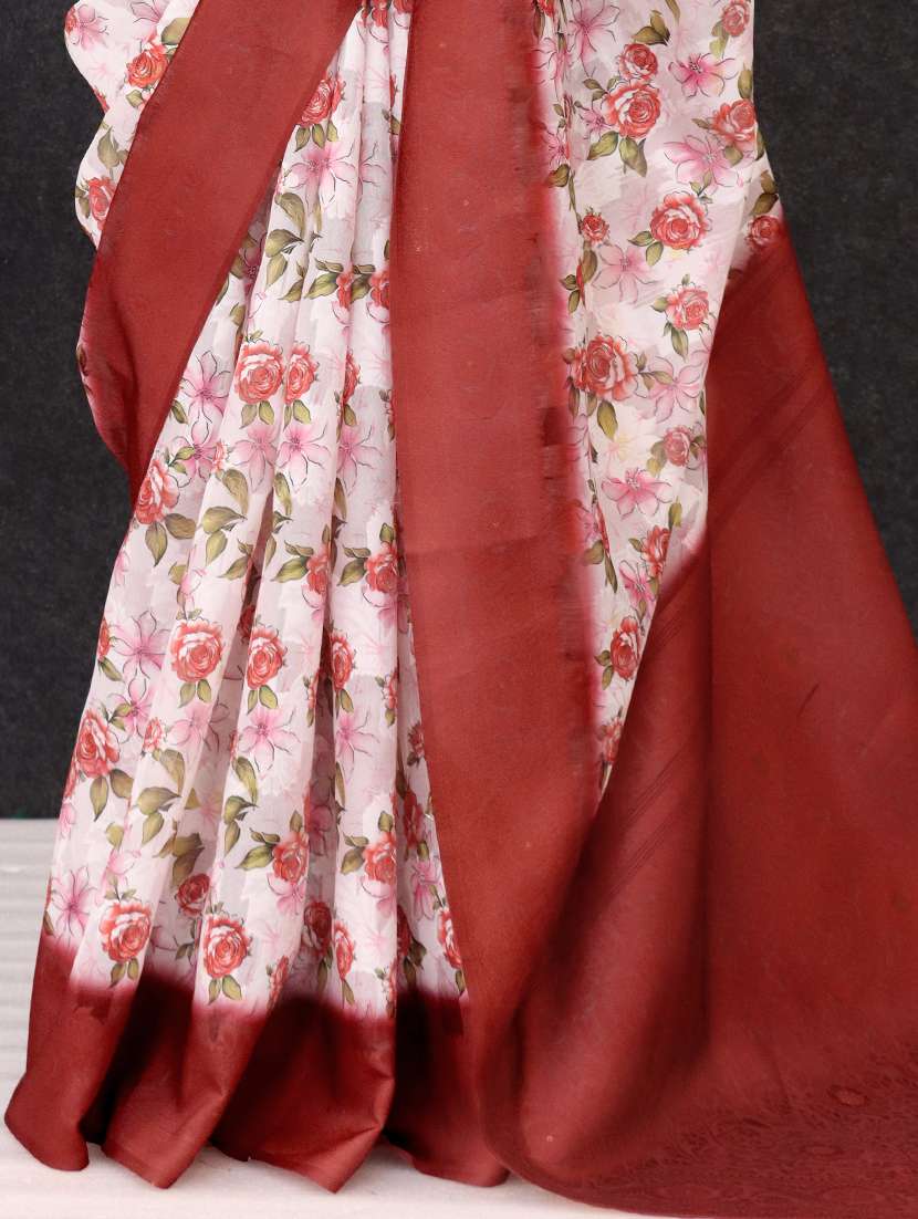 women printed bordered saree with blouse - 22449856 -  Standard Image - 1