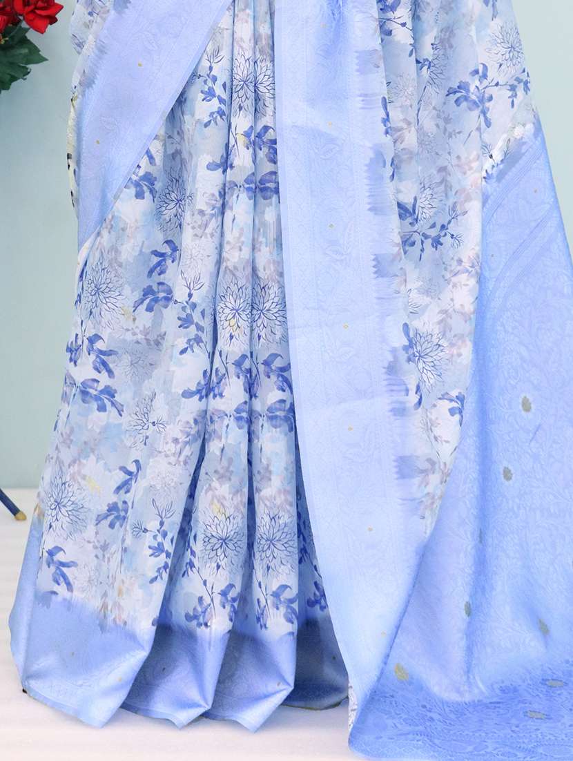 women printed bordered saree with blouse - 22449857 -  Standard Image - 1
