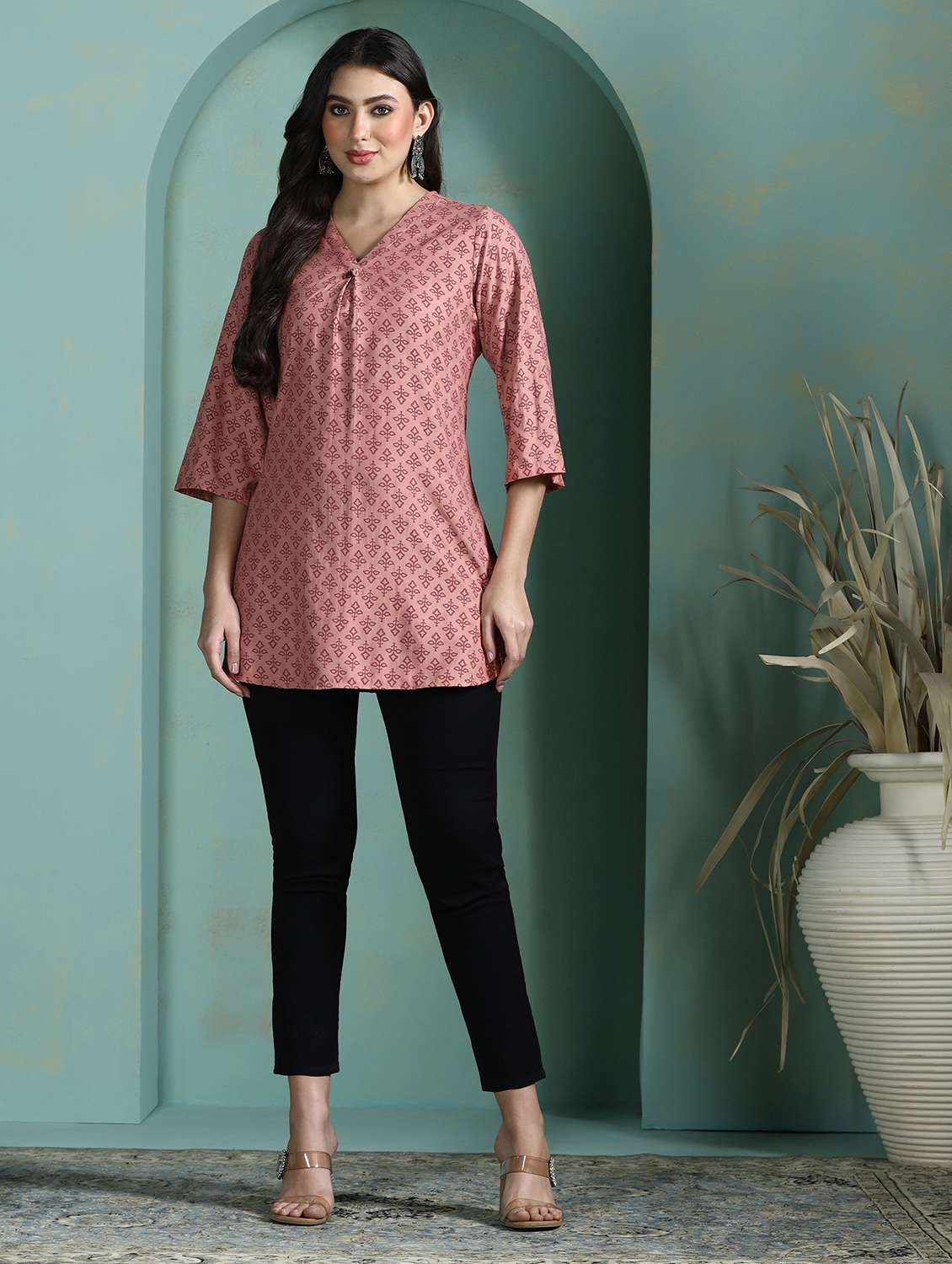 women pink viscose regular tunic - 22449889 -  Standard Image - 6