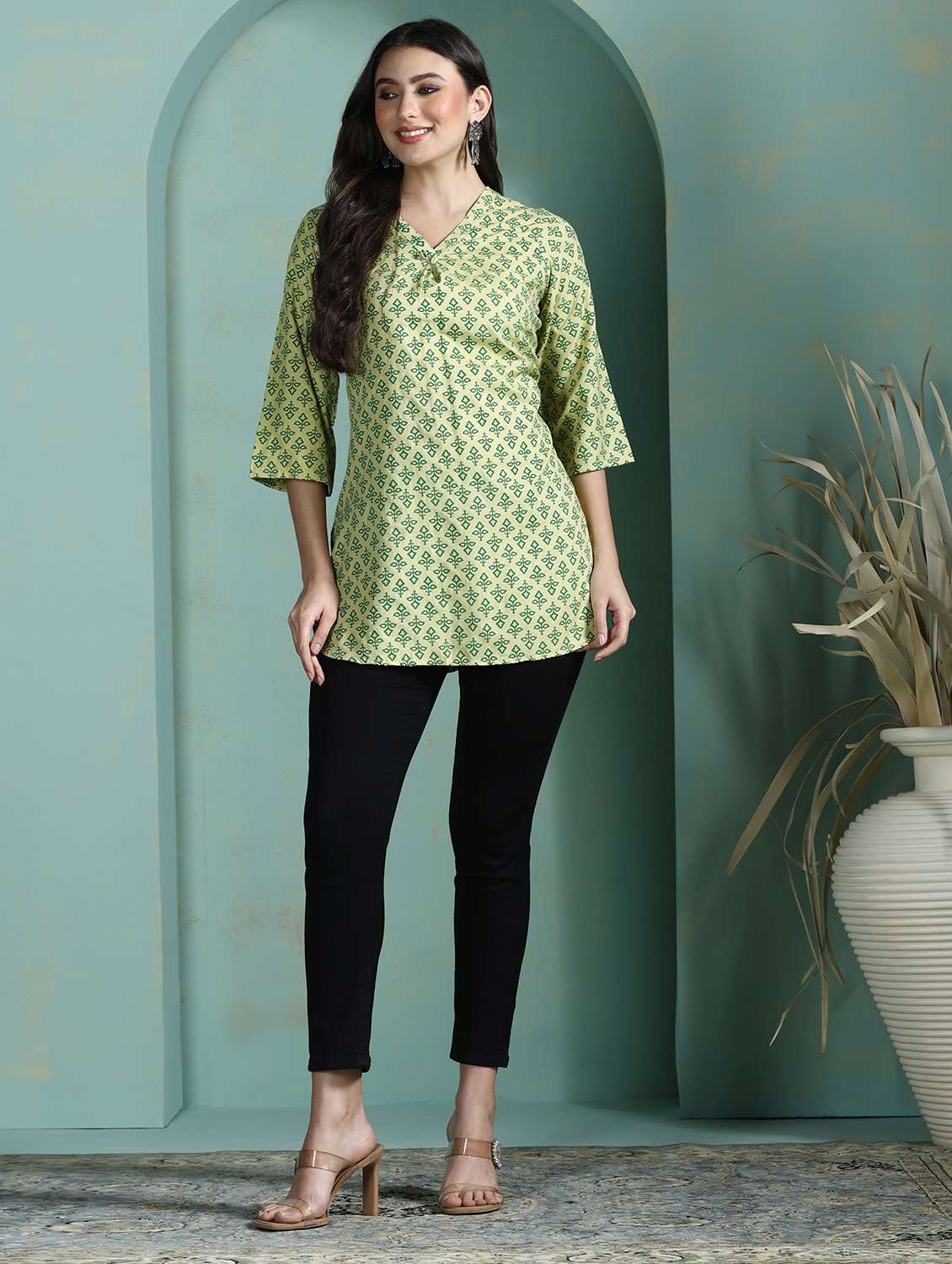 women green viscose regular tunic - 22449890 -  Standard Image - 6