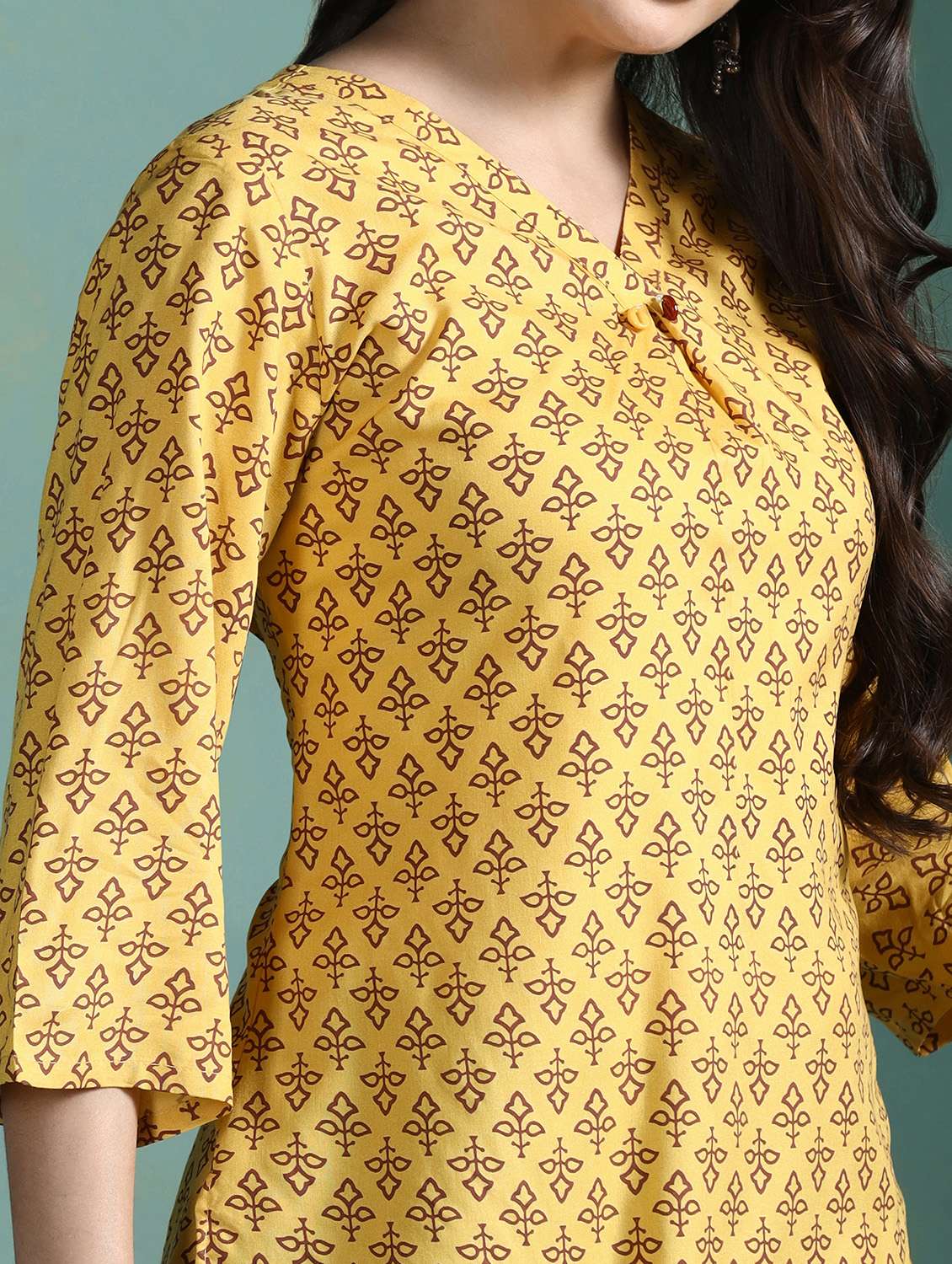 women yellow rayon regular tunic - 22449891 -  Standard Image - 1