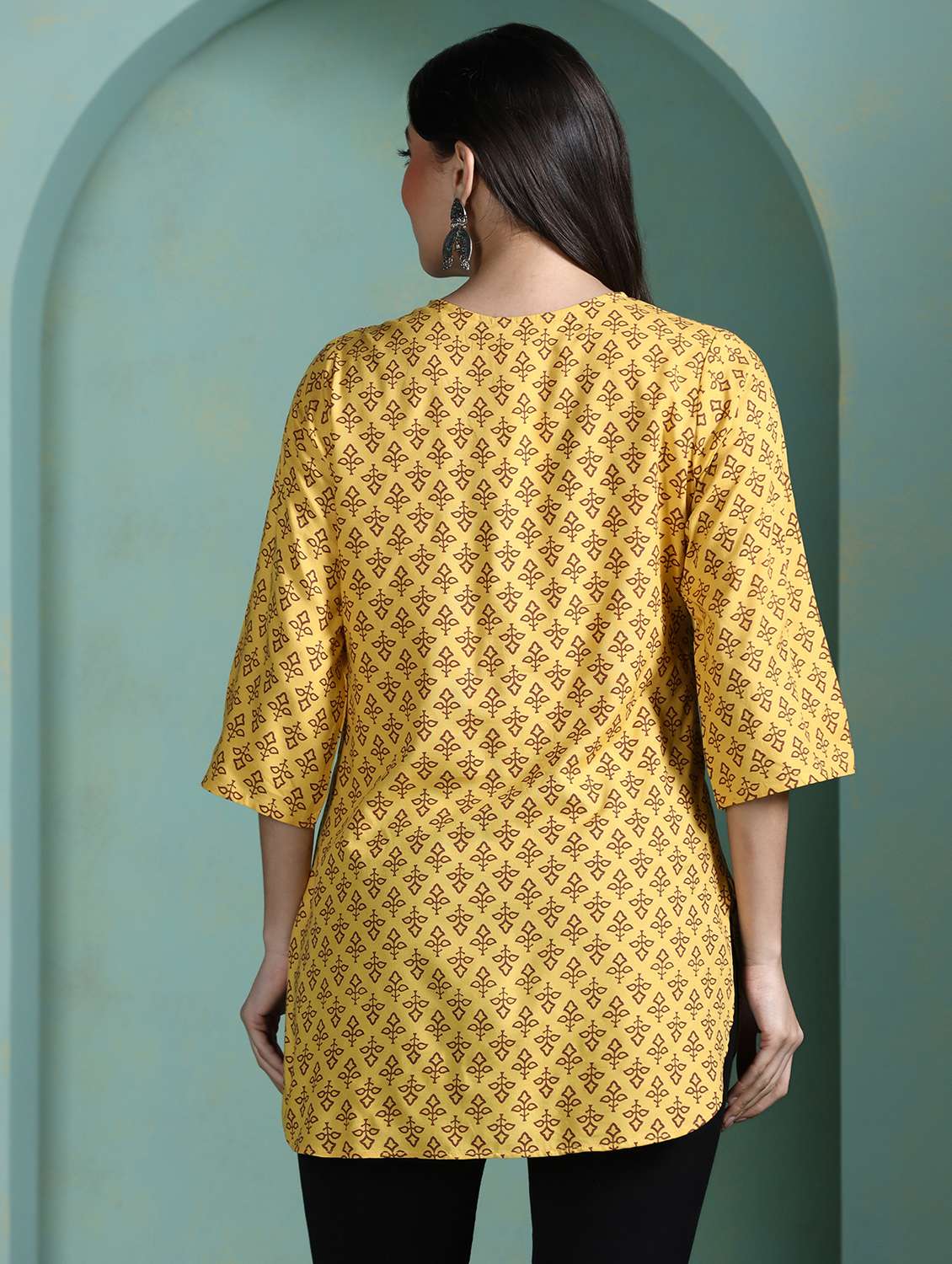 women yellow rayon regular tunic - 22449891 -  Standard Image - 4