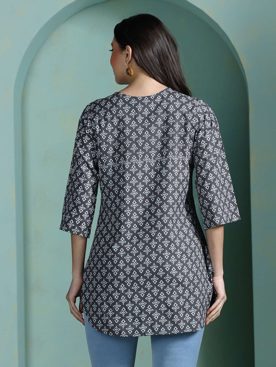 women grey rayon regular tunic - 22449893 -  Standard Image - 4