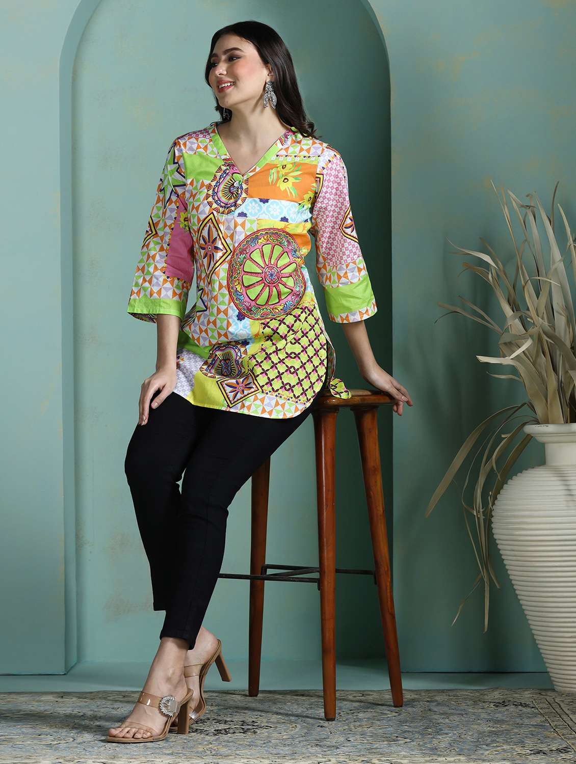 women black cotton regular tunic - 22449894 -  Standard Image - 6