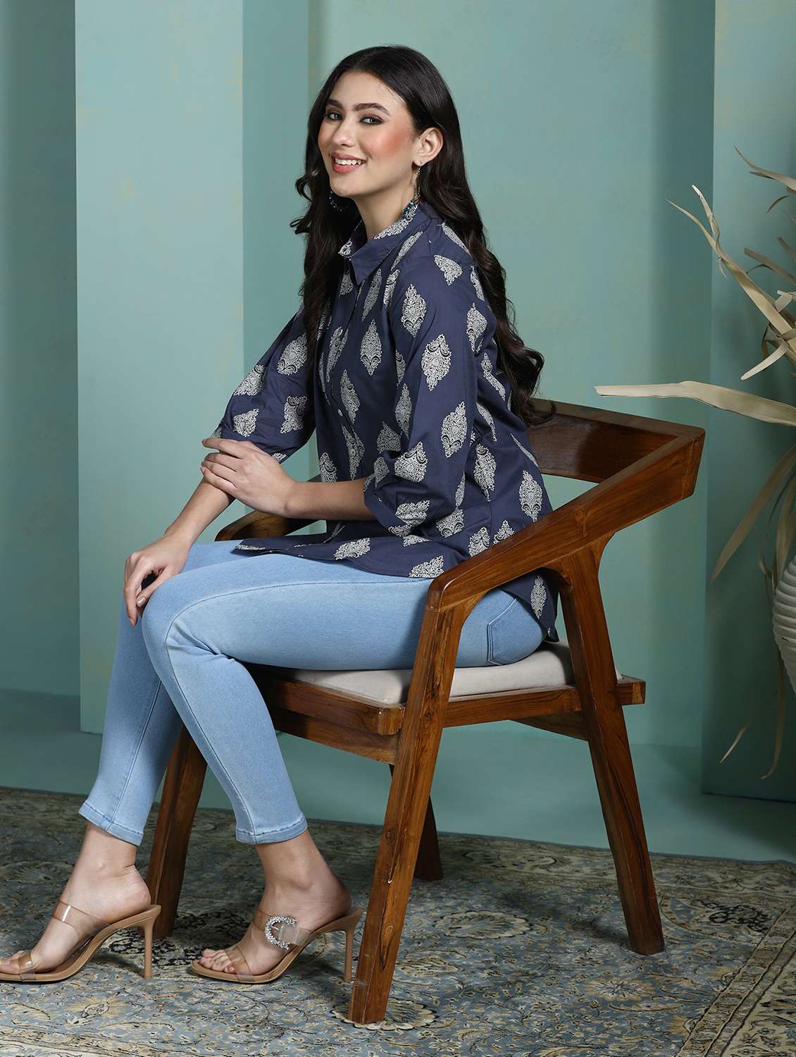women grey cotton a-line tunic - 22449897 -  Standard Image - 6