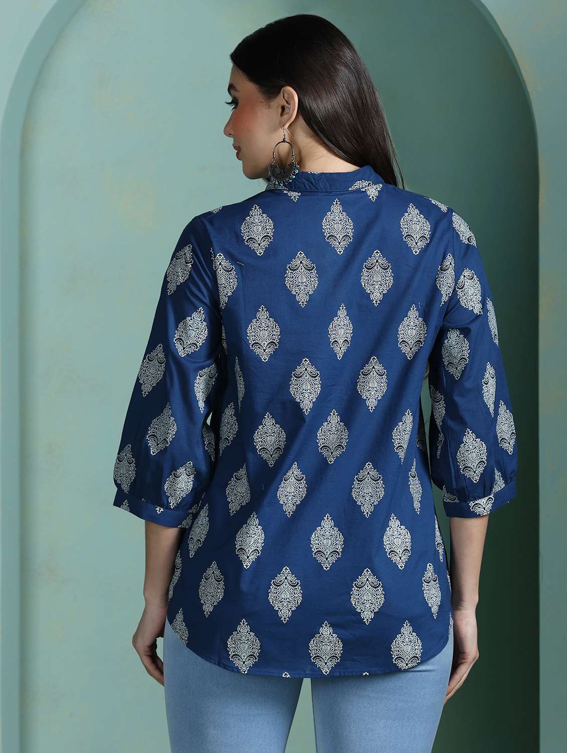 women blue cotton a-line tunic - 22449899 -  Standard Image - 4
