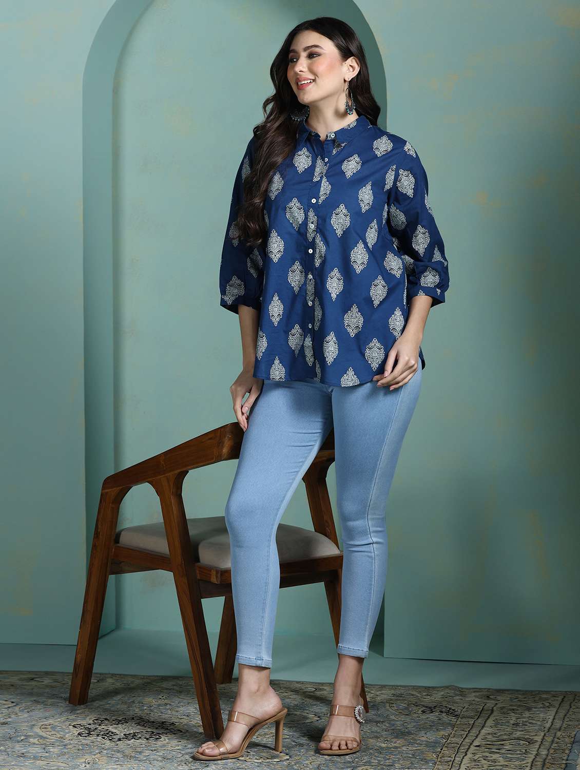 women blue cotton a-line tunic - 22449899 -  Standard Image - 6