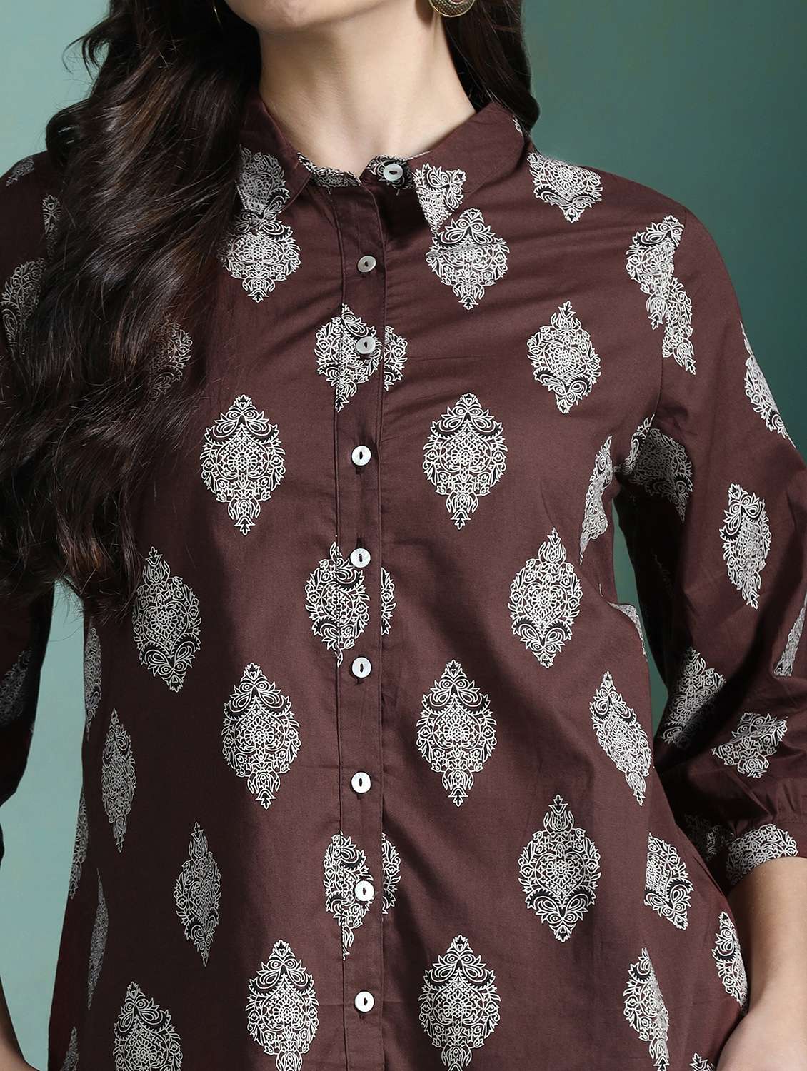 women brown cotton a-line tunic - 22449900 -  Standard Image - 1