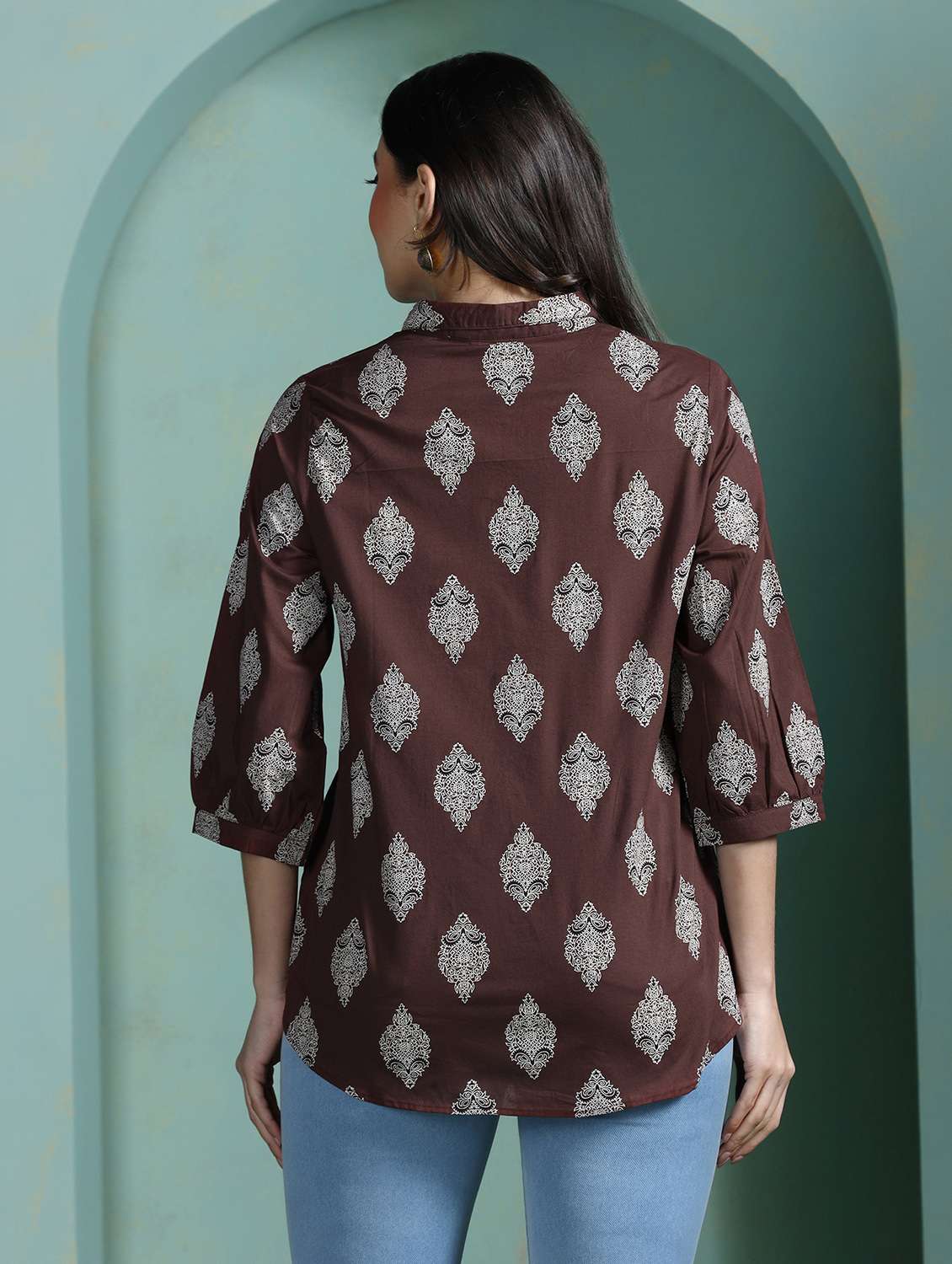 women brown cotton a-line tunic - 22449900 -  Standard Image - 4