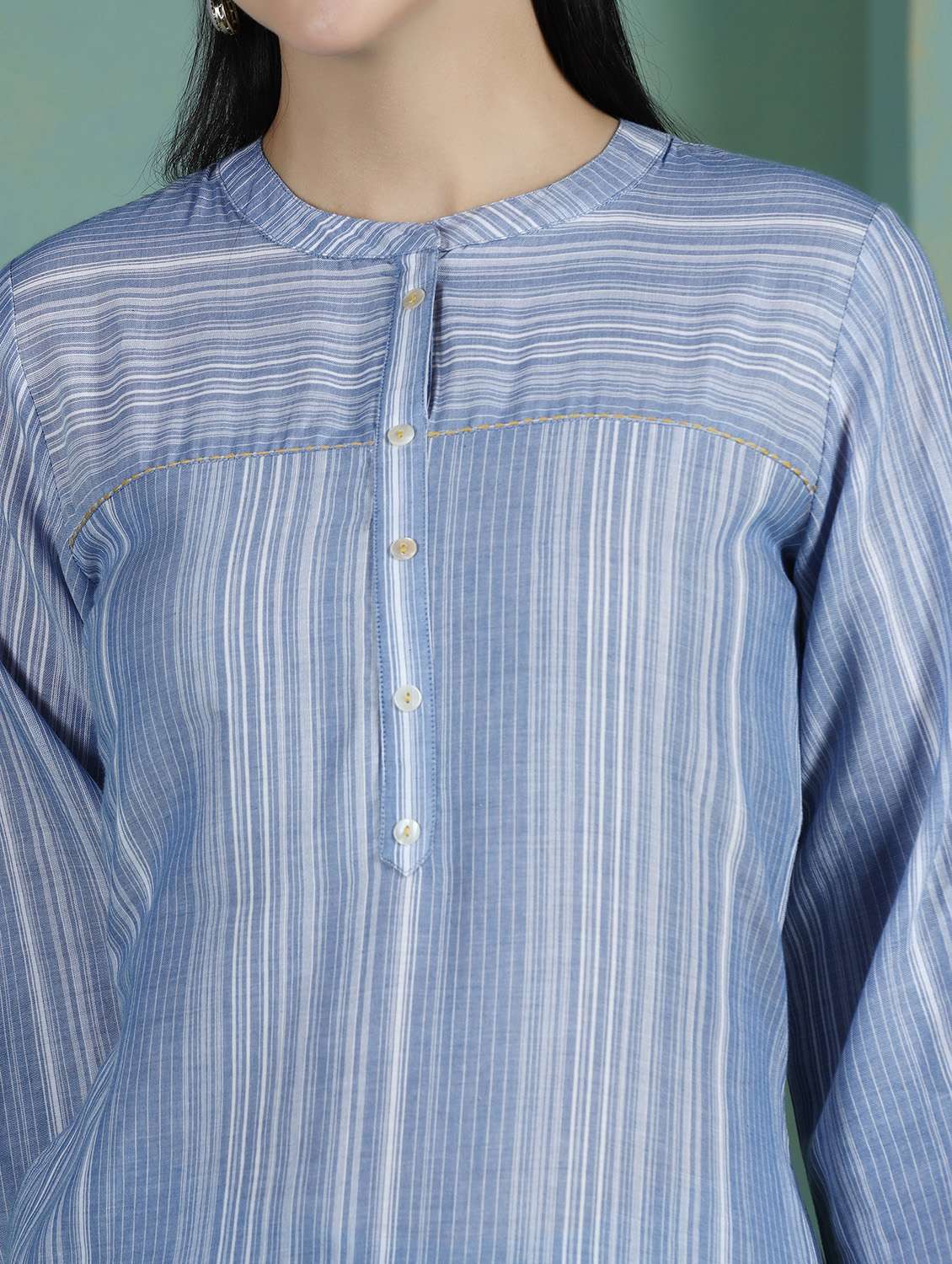  women blue cotton straight kurta - 22449903 -  Standard Image - 1