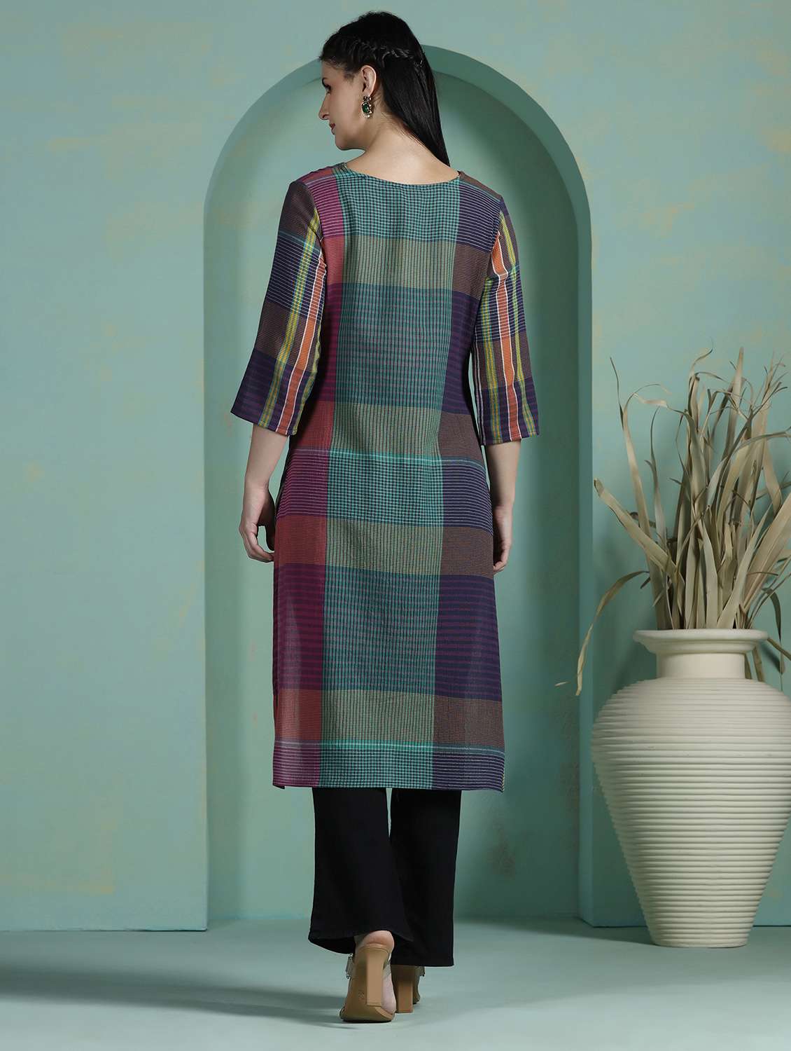  women multi colored cotton straight kurta - 22449904 -  Standard Image - 4