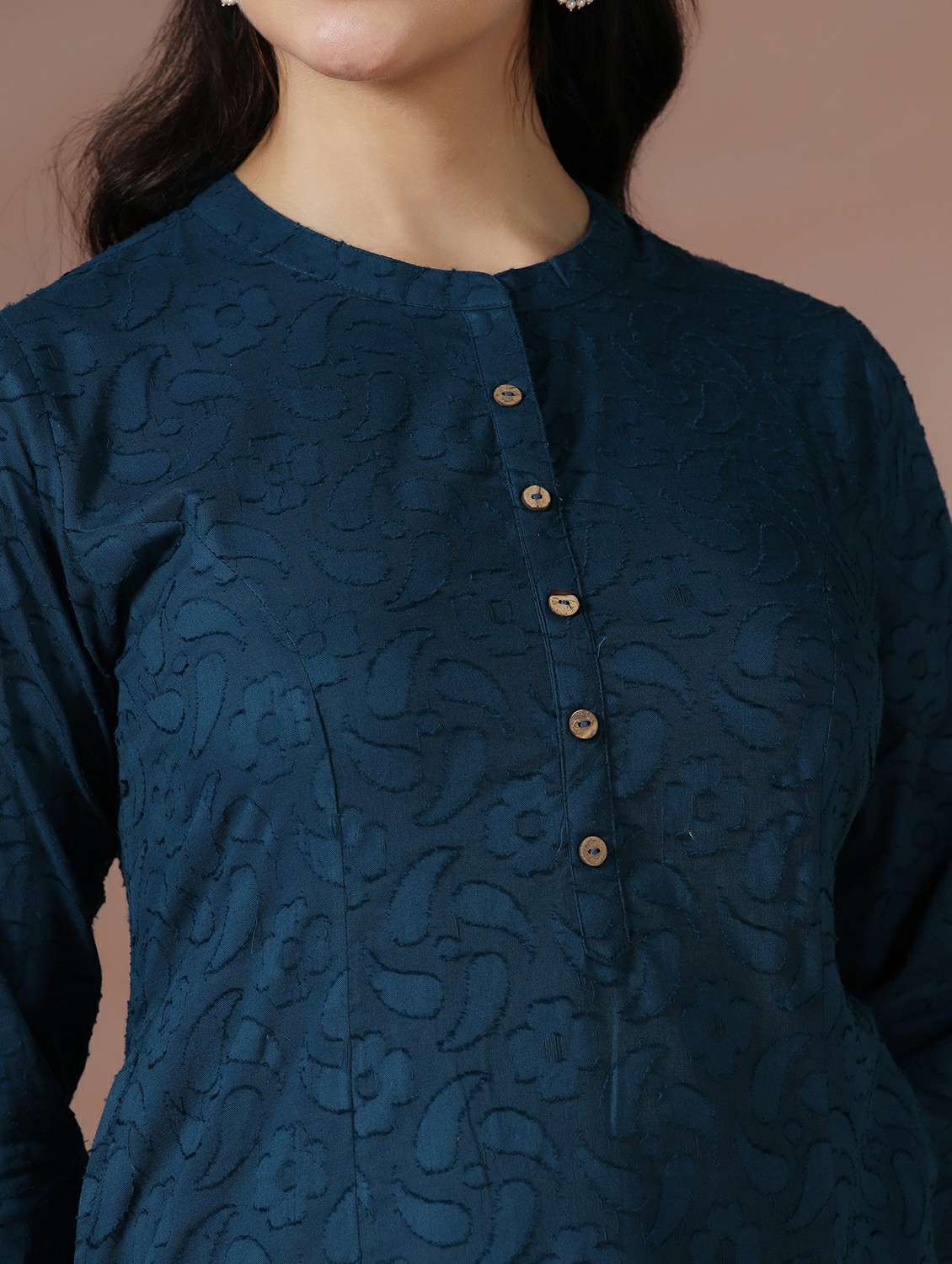  women blue cotton a-line kurta - 22449905 -  Standard Image - 1