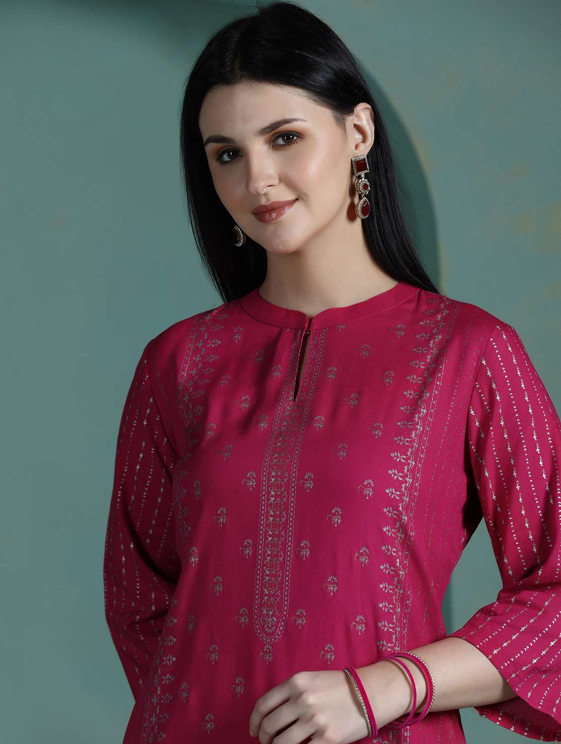  women fuchsia rayon straight kurta - 22449906 -  Standard Image - 1