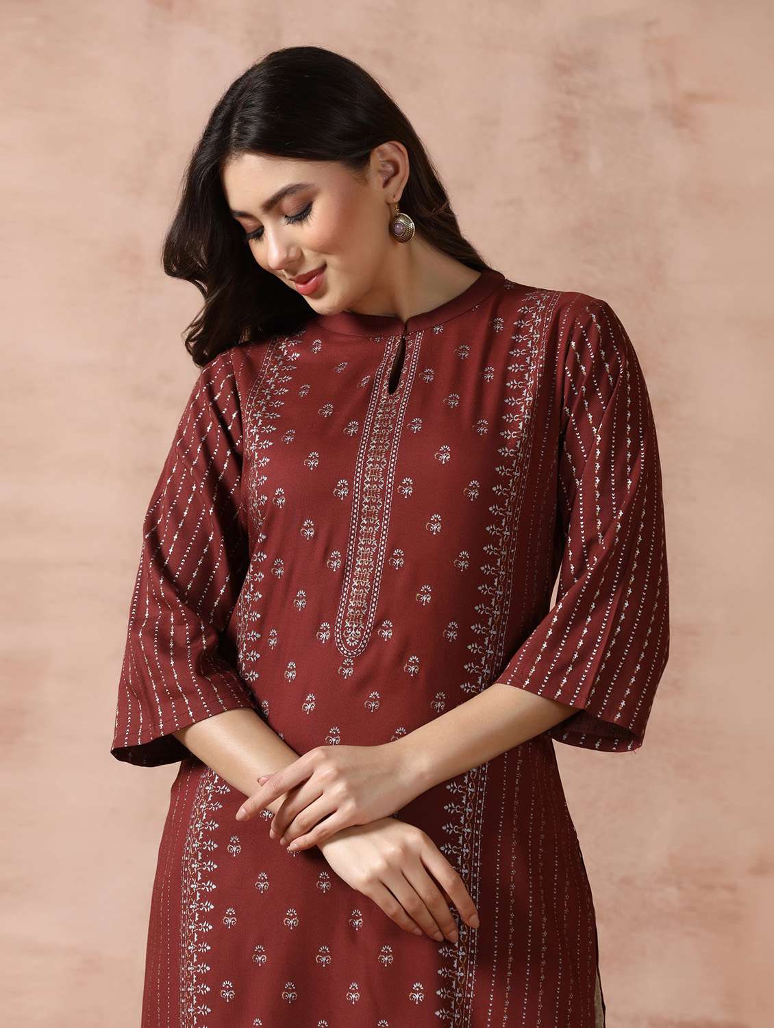  women brown rayon straight kurta - 22449907 -  Standard Image - 1