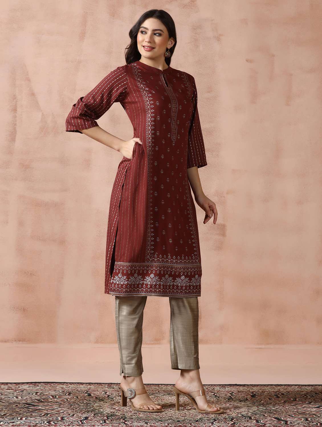  women brown rayon straight kurta - 22449907 -  Standard Image - 6