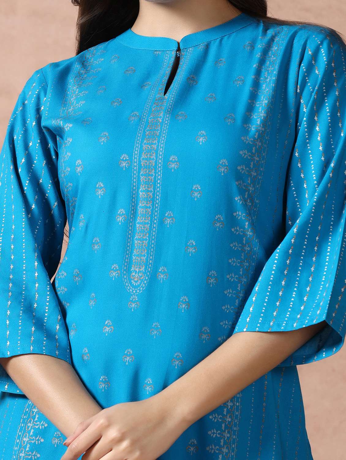  women blue rayon straight kurta - 22449908 -  Standard Image - 1