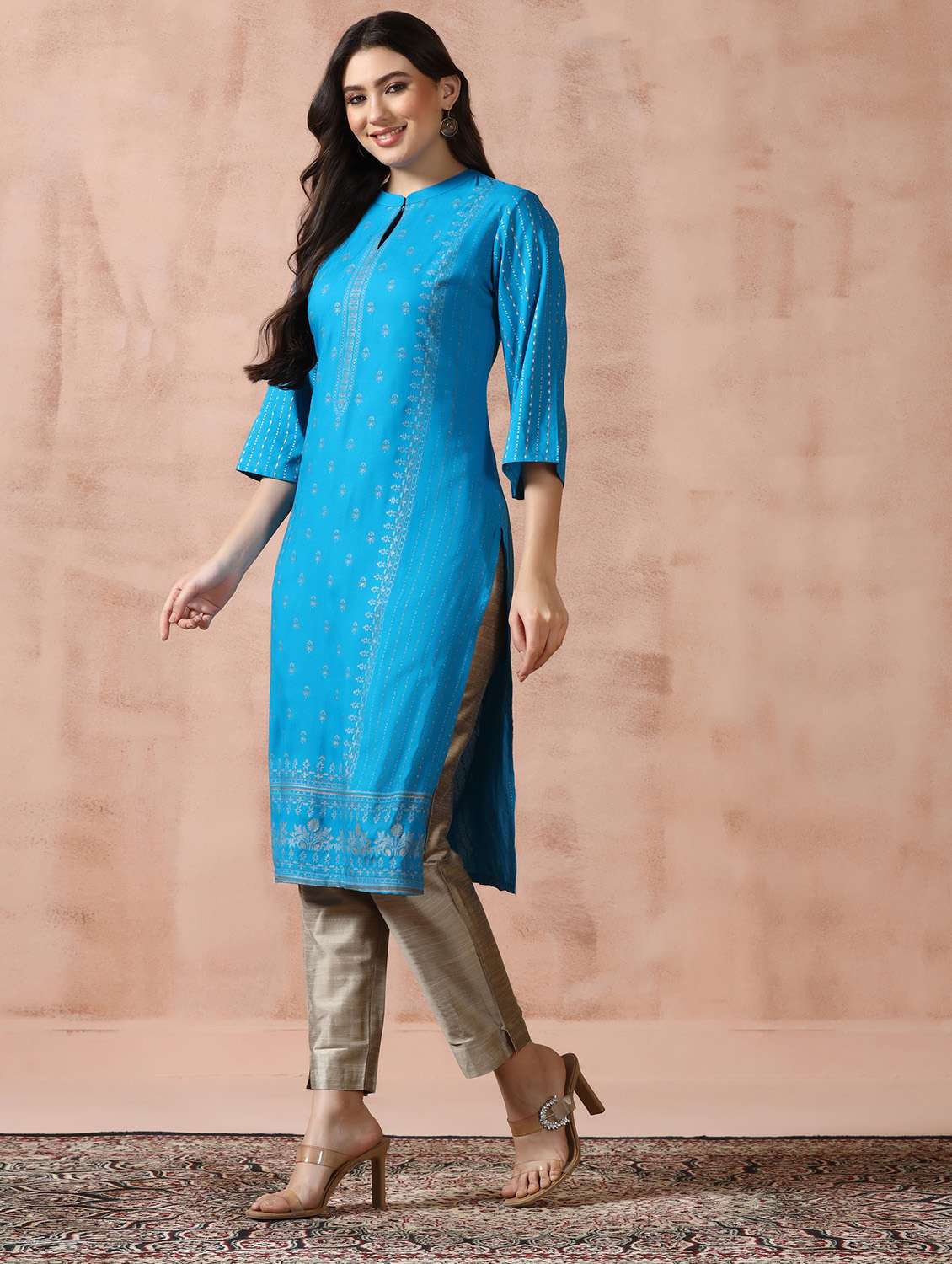  women blue rayon straight kurta - 22449908 -  Standard Image - 6