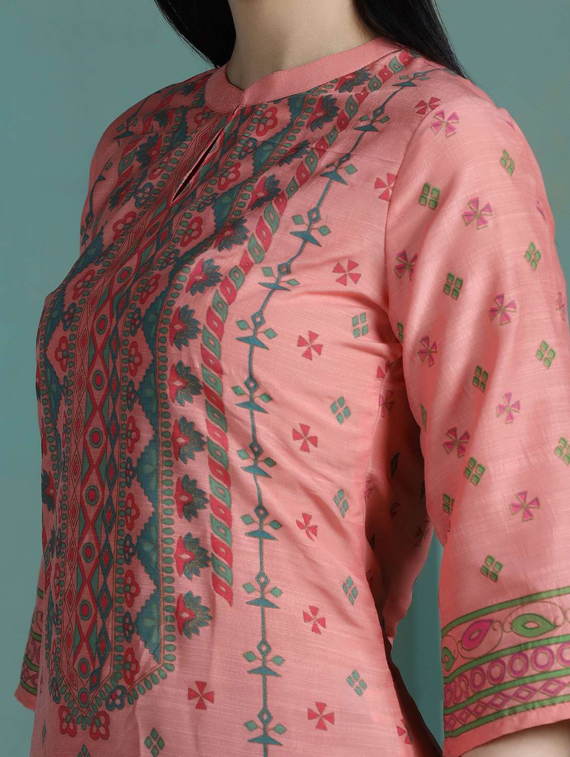  women peach rayon straight kurta - 22449915 -  Standard Image - 6