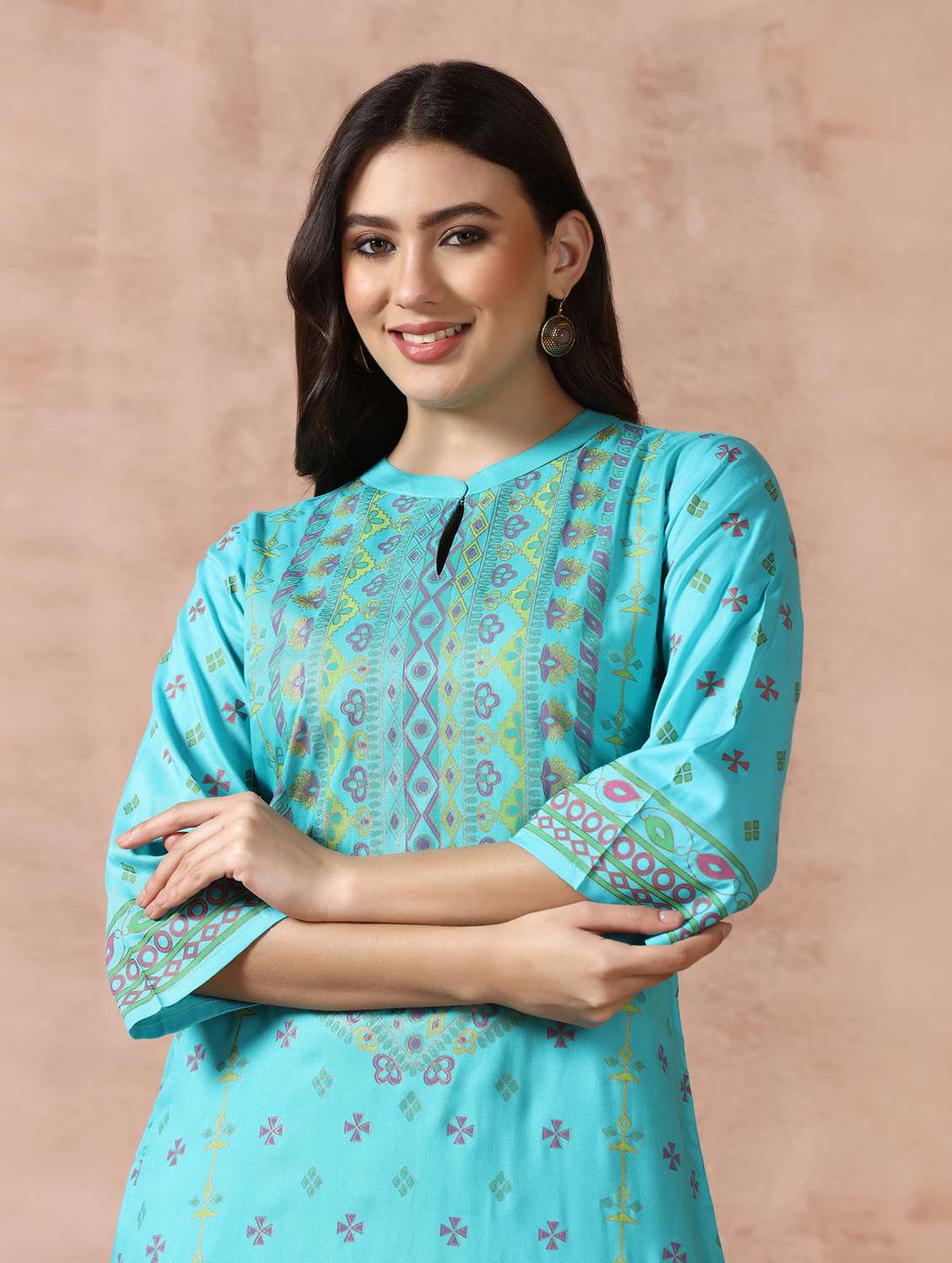  women turquoise rayon straight kurta - 22449916 -  Standard Image - 1