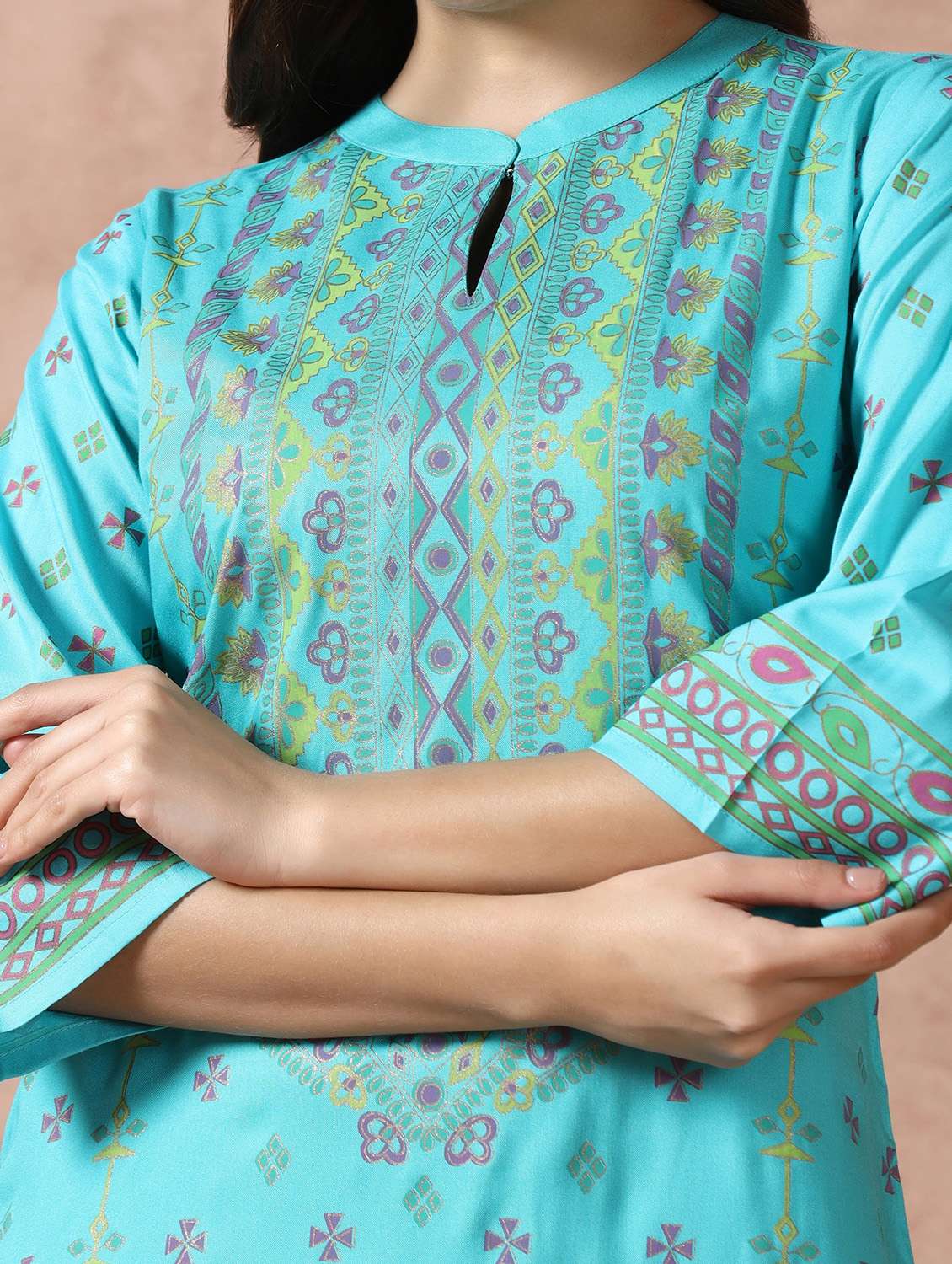  women turquoise rayon straight kurta - 22449916 -  Standard Image - 6