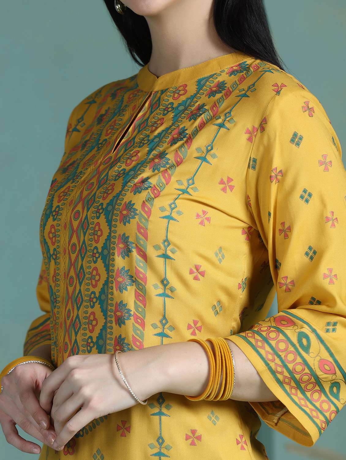  women yellow rayon straight kurta - 22449917 -  Standard Image - 6