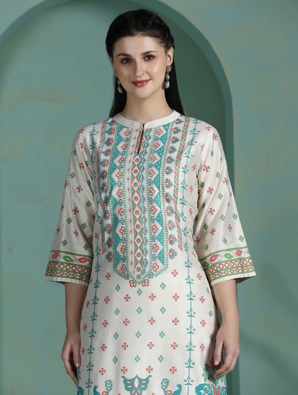  women cream rayon straight kurta - 22449918 -  Standard Image - 1