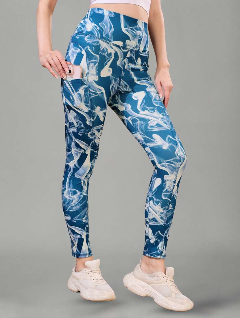 women printed mid rise yoga pants - 22450080 -  Standard Image - 1