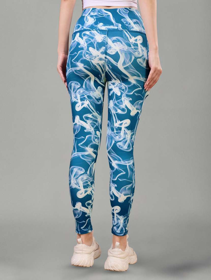 women printed mid rise yoga pants - 22450080 -  Standard Image - 4