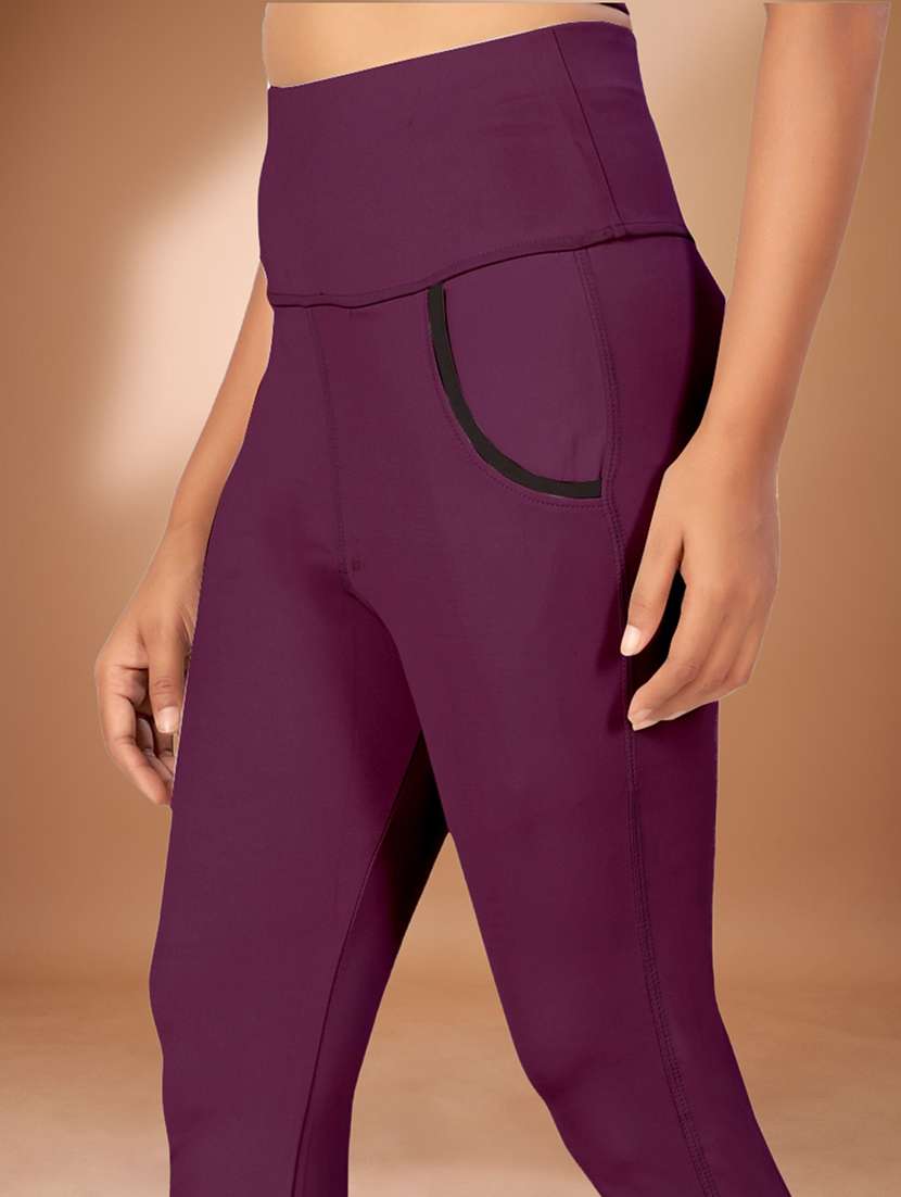 women solid mid rise yoga pants - 22450149 -  Standard Image - 1