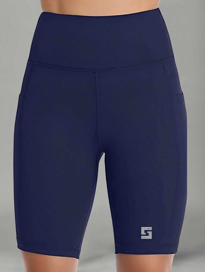 women blue polyester sports shorts short - 22450209 -  Standard Image - 1