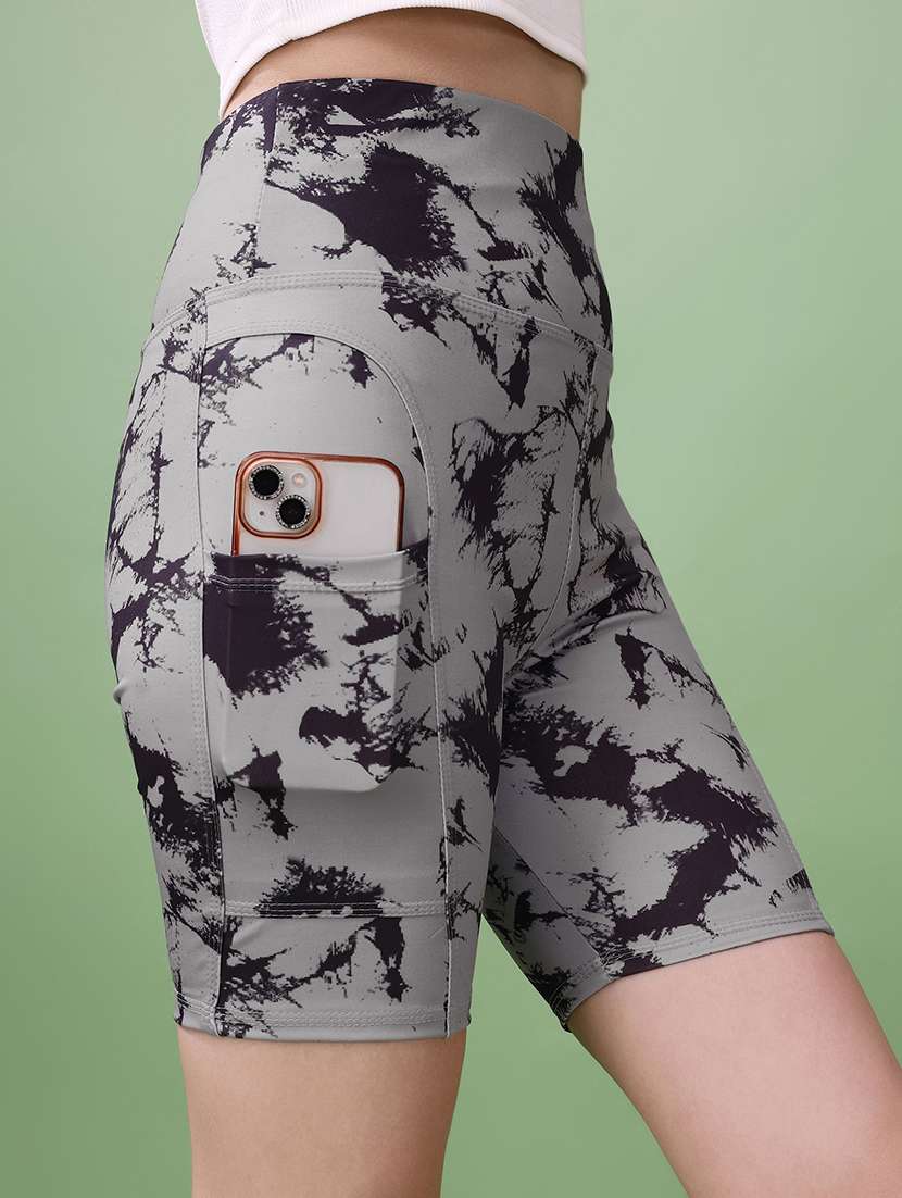 women printed polyester blend active wear shorts - 22450227 -  Standard Image - 1