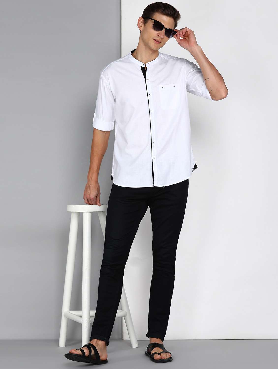 men solid long sleeve regular fit casual shirt - 22450336 -  Standard Image - 4