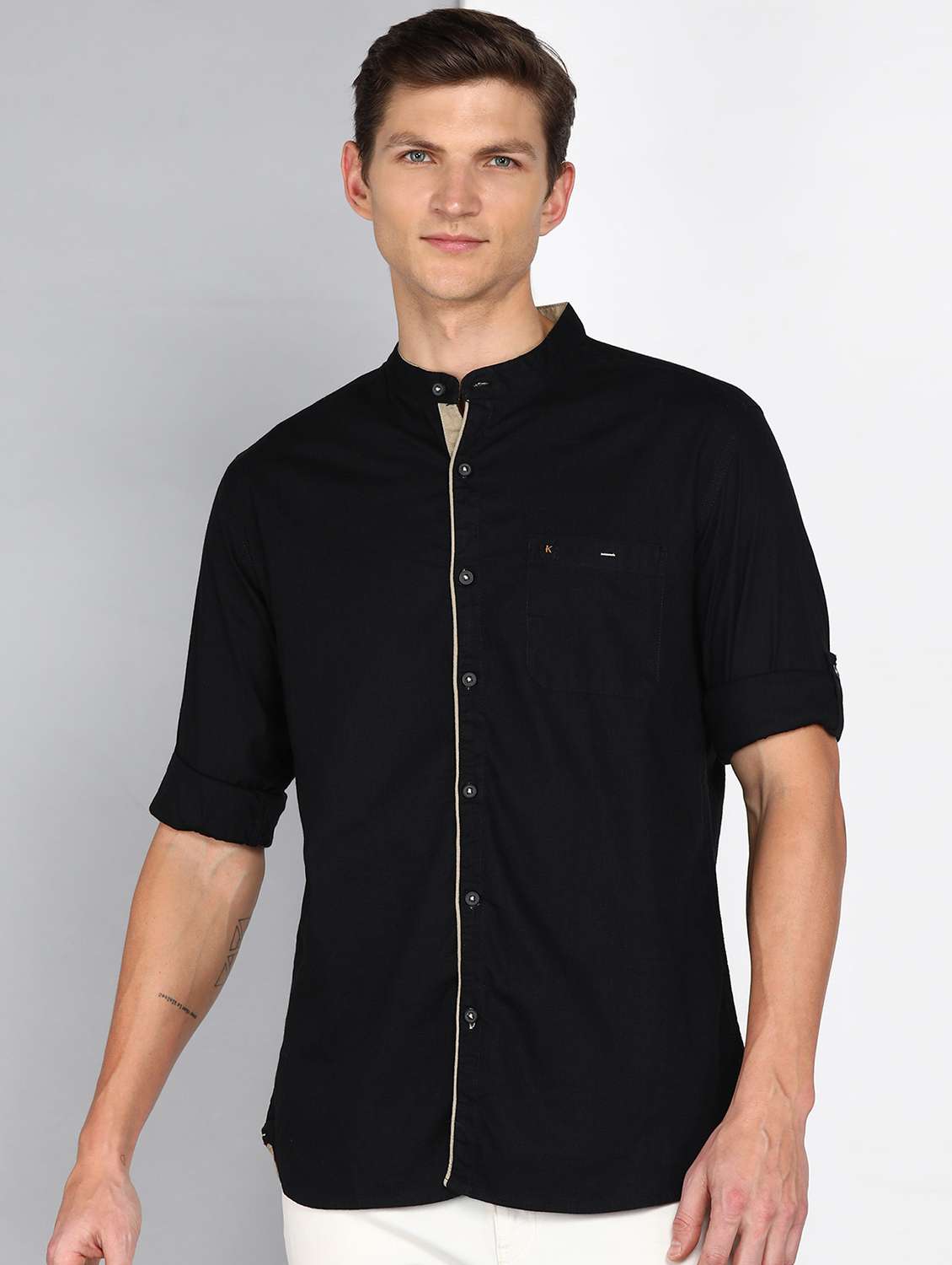 men solid long sleeve regular fit casual shirt