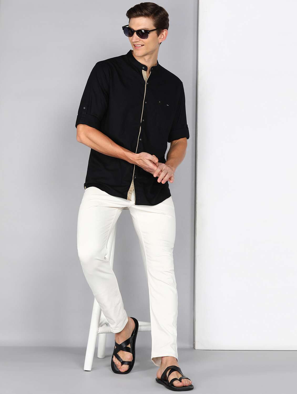 men solid long sleeve regular fit casual shirt - 22450337 -  Standard Image - 4