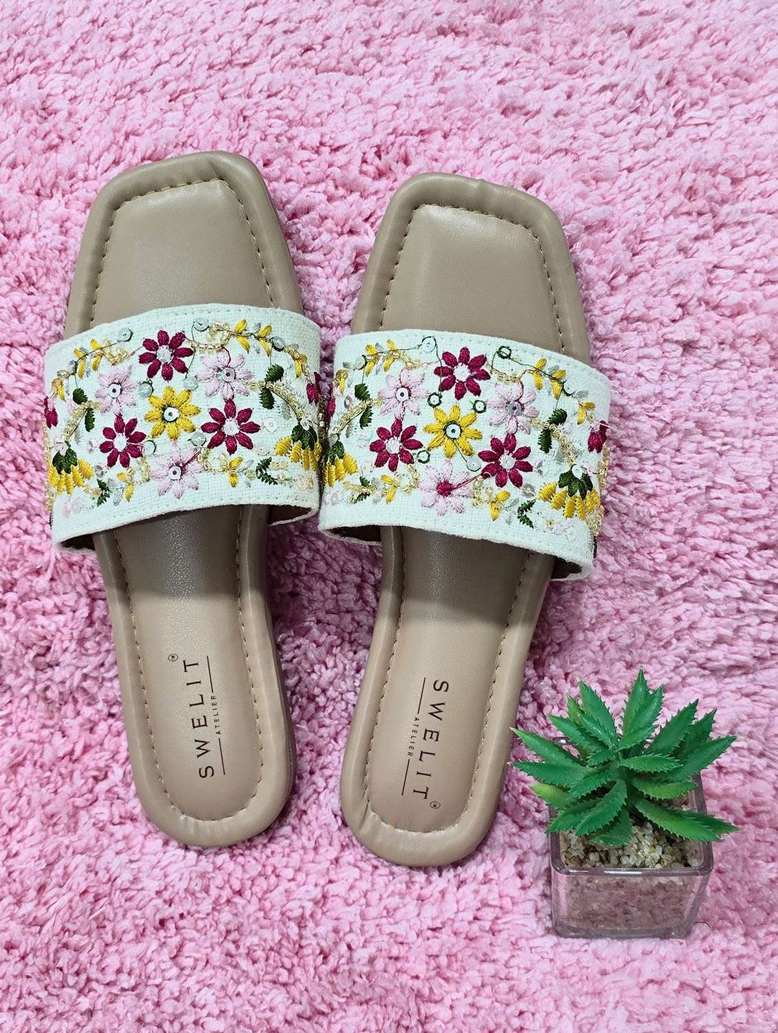 women solid with work slip on flat sandal
