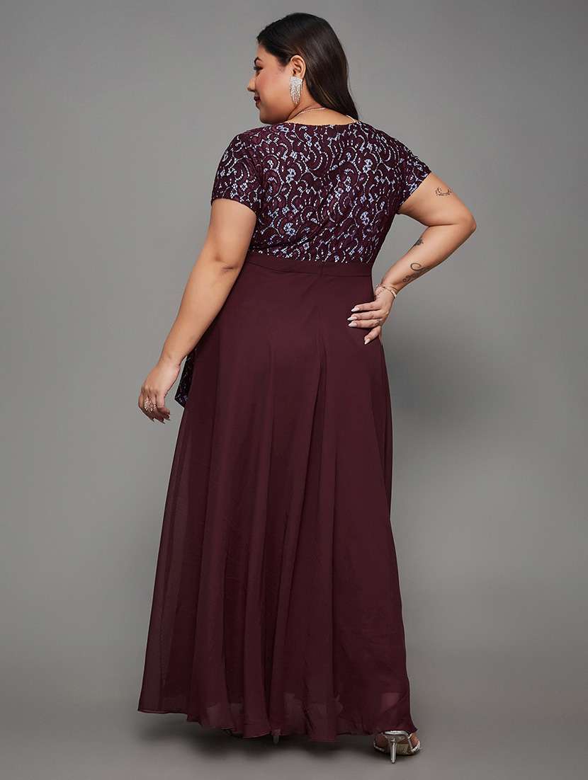 women self design v neck fit and flare dress - 22450491 -  Standard Image - 4