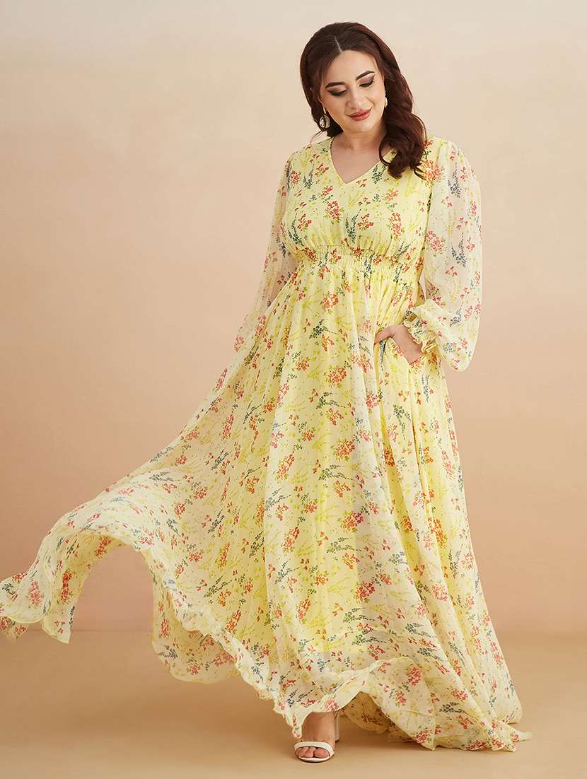 women printed v neck fit and flare dress - 22450493 -  Standard Image - 4