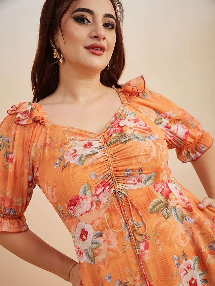 women printed sweetheart neck tiered dress - 22450498 -  Standard Image - 1