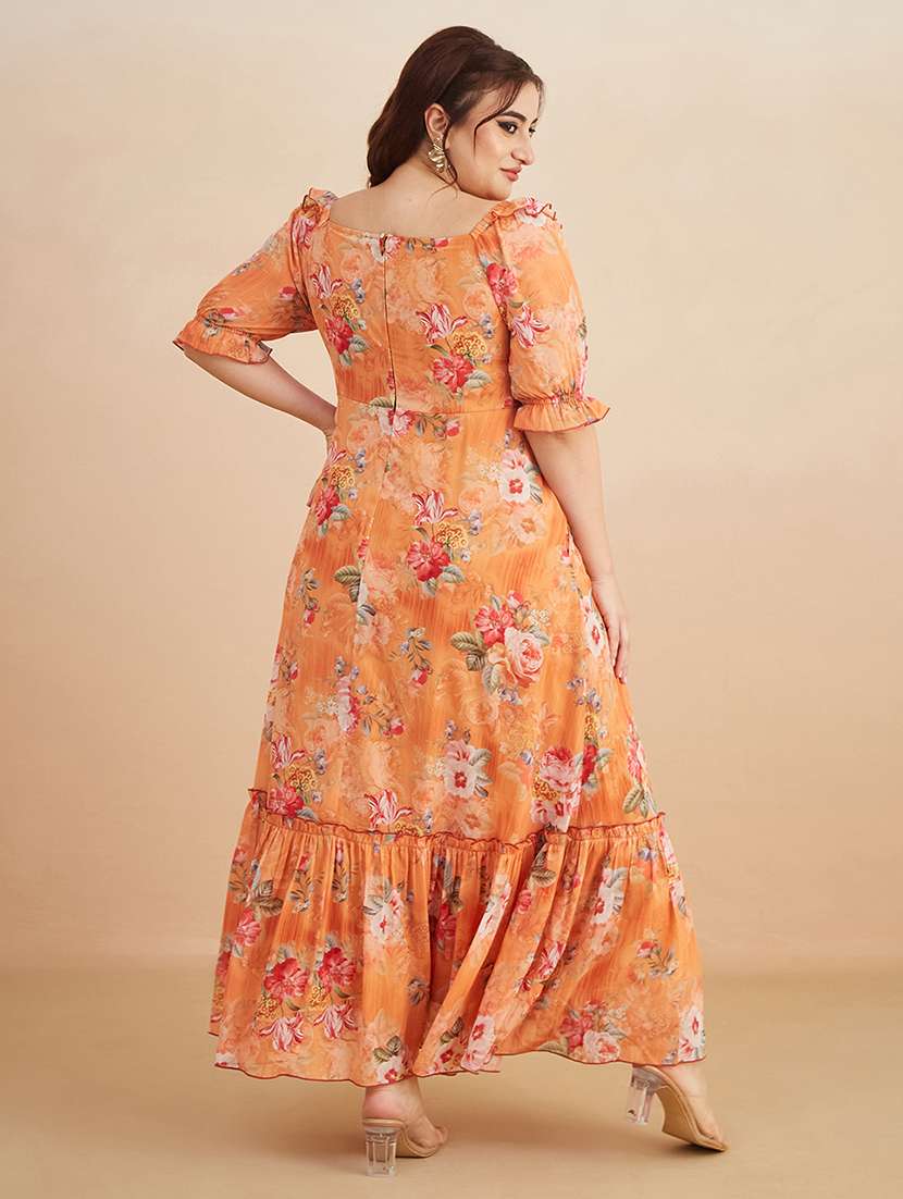 women printed sweetheart neck tiered dress - 22450498 -  Standard Image - 4