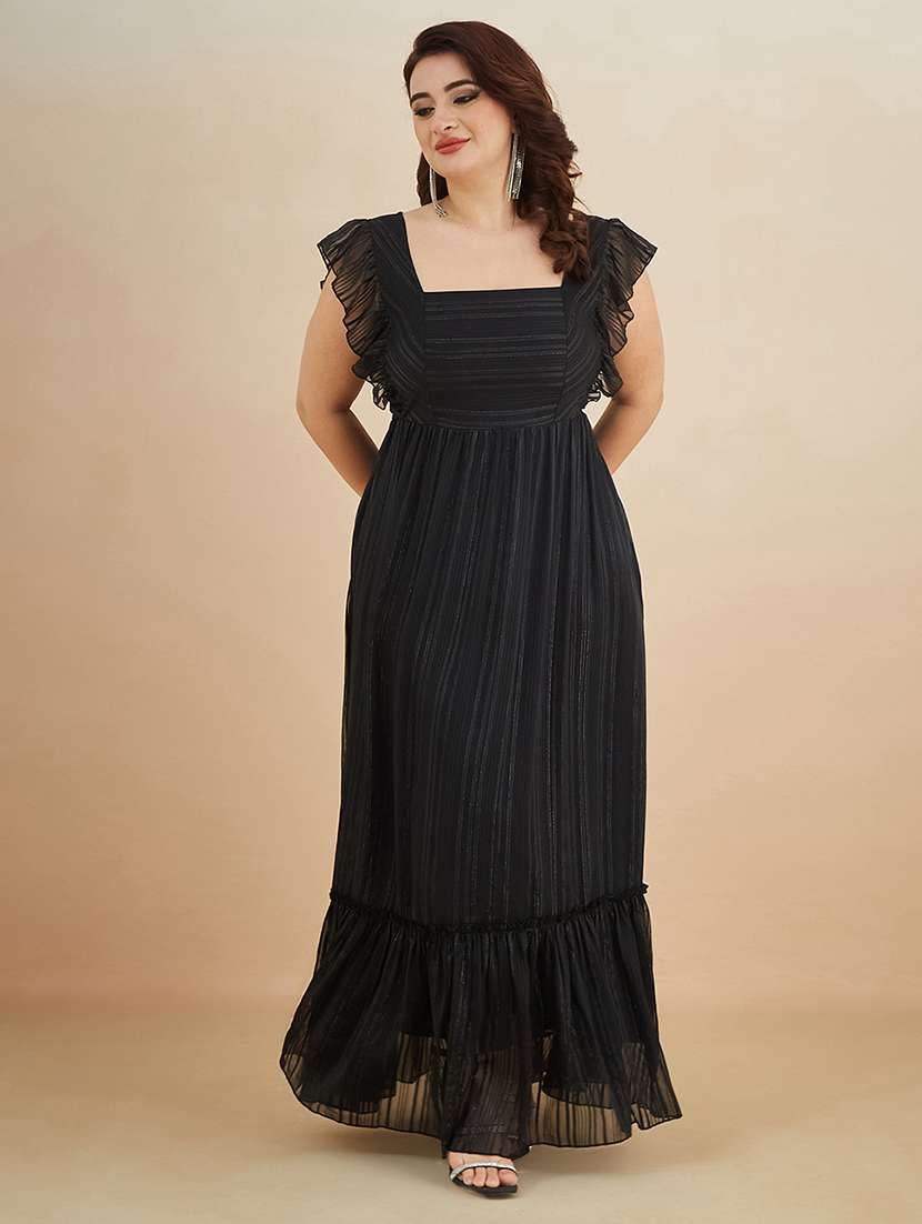 Women Self Design Square Neck Tiered Dress - 22450512 -  Standard Image - 1