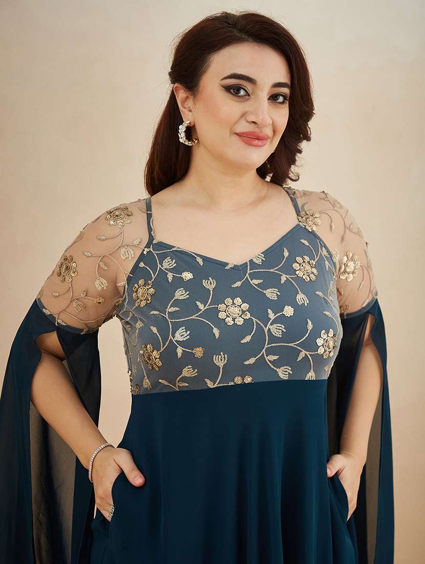 women embroidered sweetheart neck gown - 22450520 -  Standard Image - 1